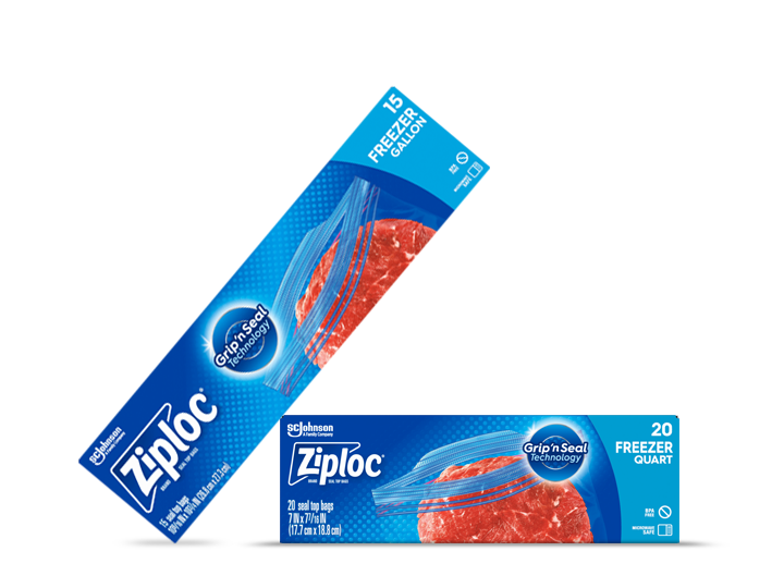 Box of Freezer Large and Freezer Medium Ziploc® bags