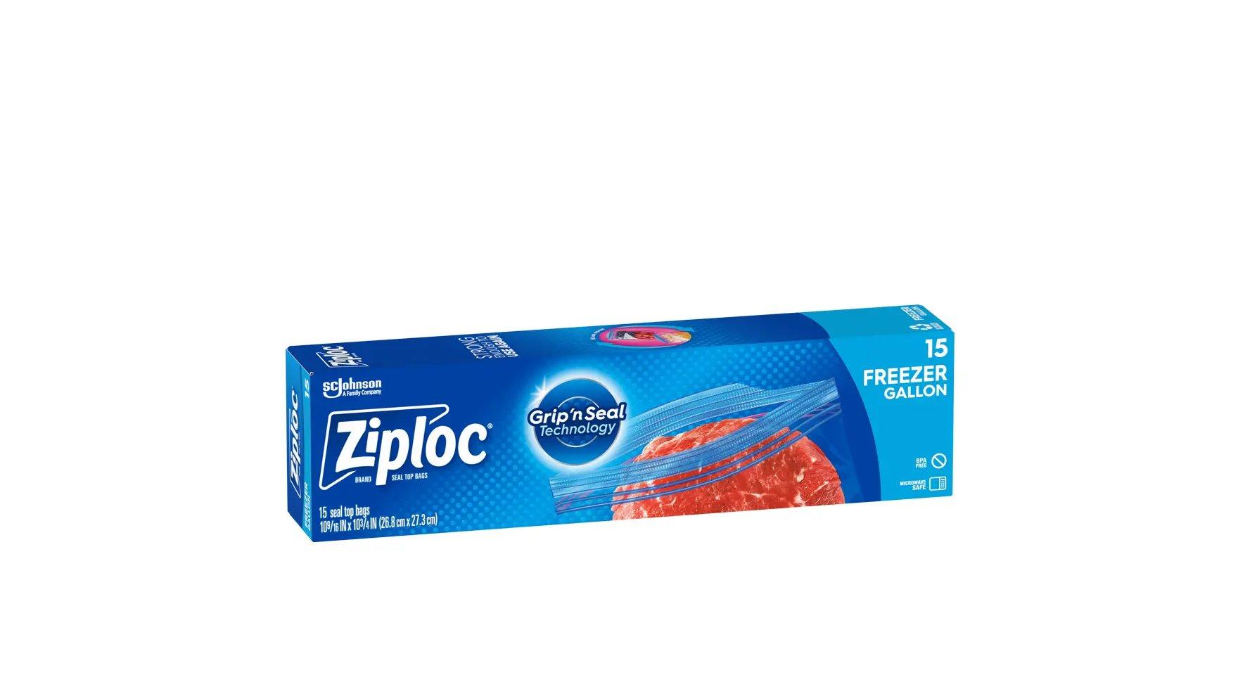 Angle of a box of Ziploc® Freezer Large Bags