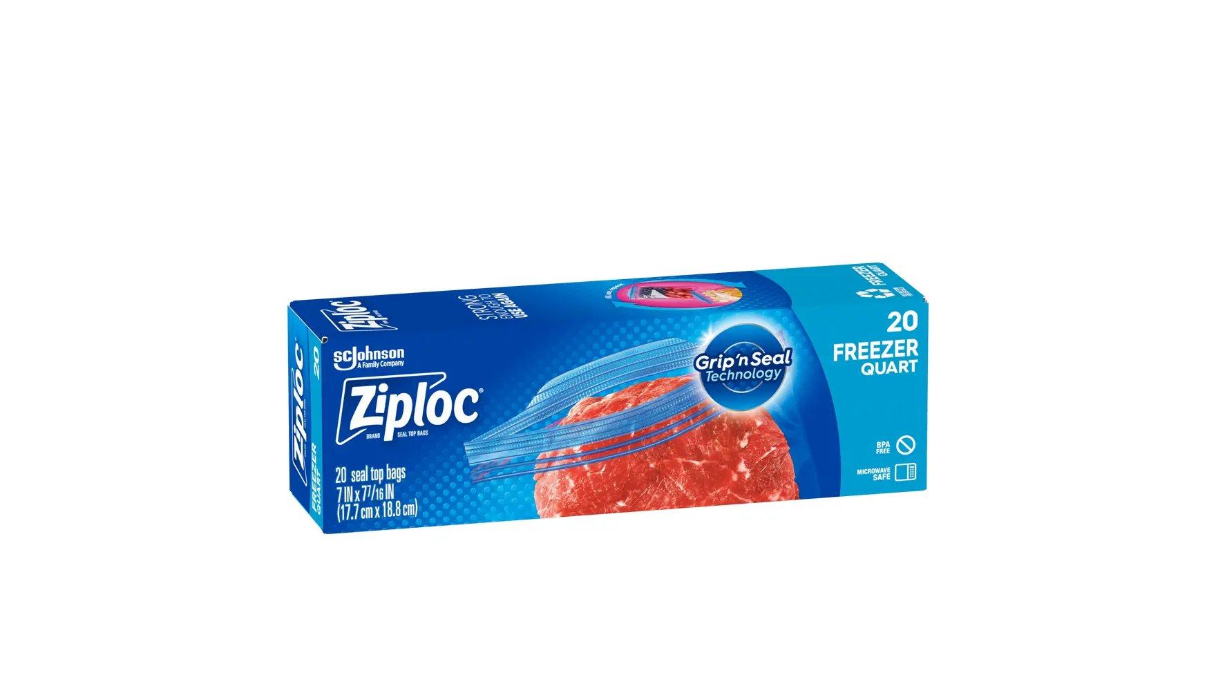 Angle of a box of Ziploc® Freezer Medium Bags